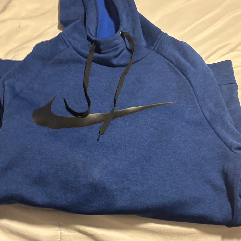Nike Men's Royal Blue Hoodie with Black Logo